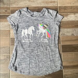 Justice Gray and White Unicorn Graphic Tee